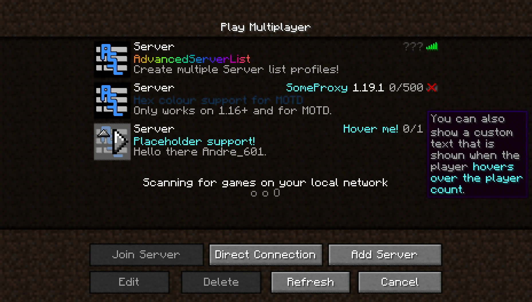 AdvancedServerList Feature Preview